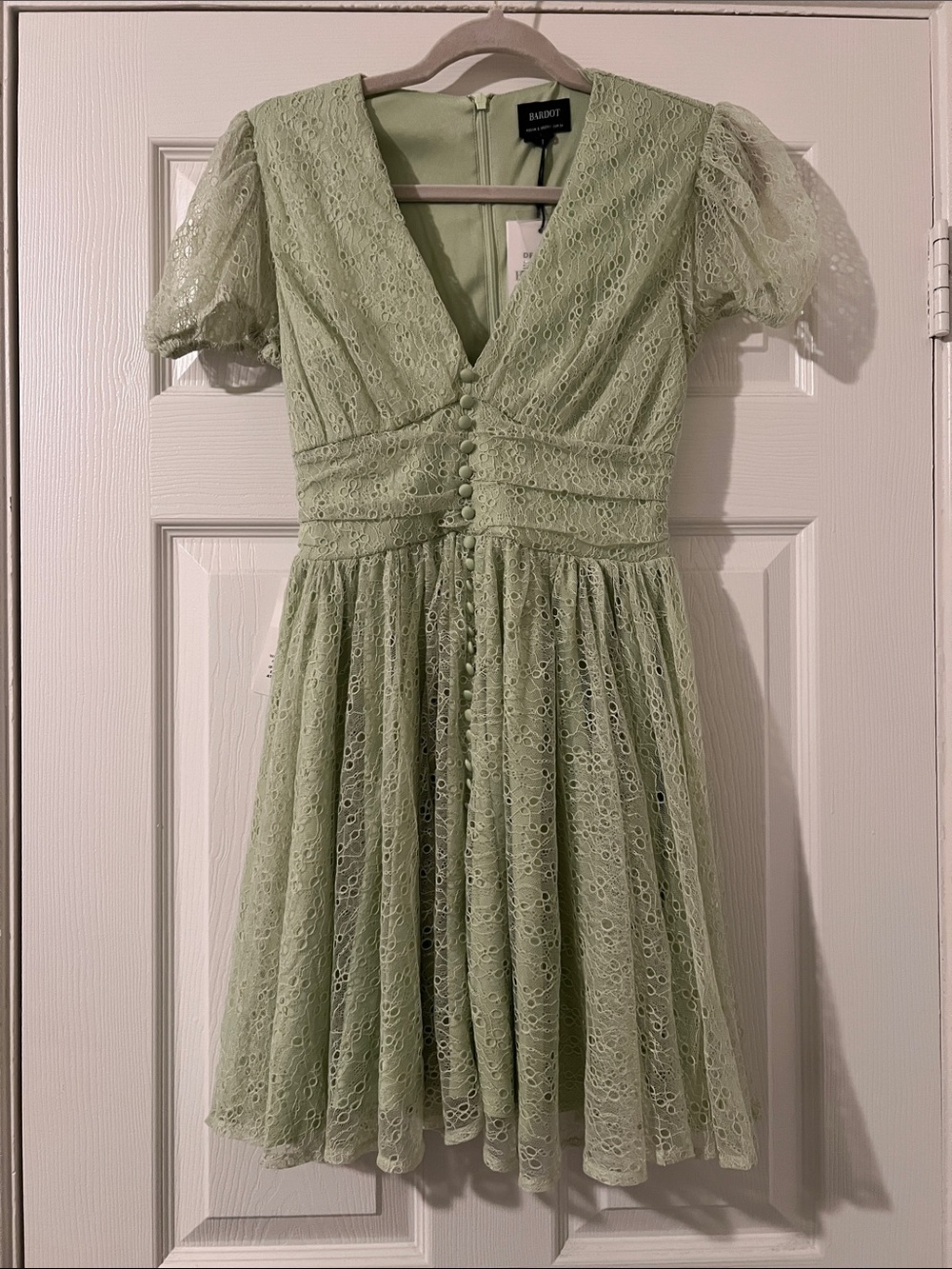 Bardot Bonnie Lace Mini Dress Pistachio Green - US Size XXS / 2 - NWT - Picture 2 of 7
